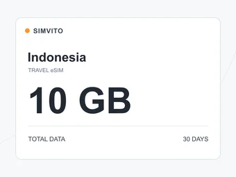 印度尼西亚数字 eSIM 套餐：总量 10 GB，30 天