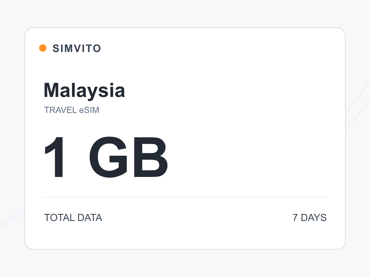 Malaysia digital eSIM plan: 1 GB total, 7 days