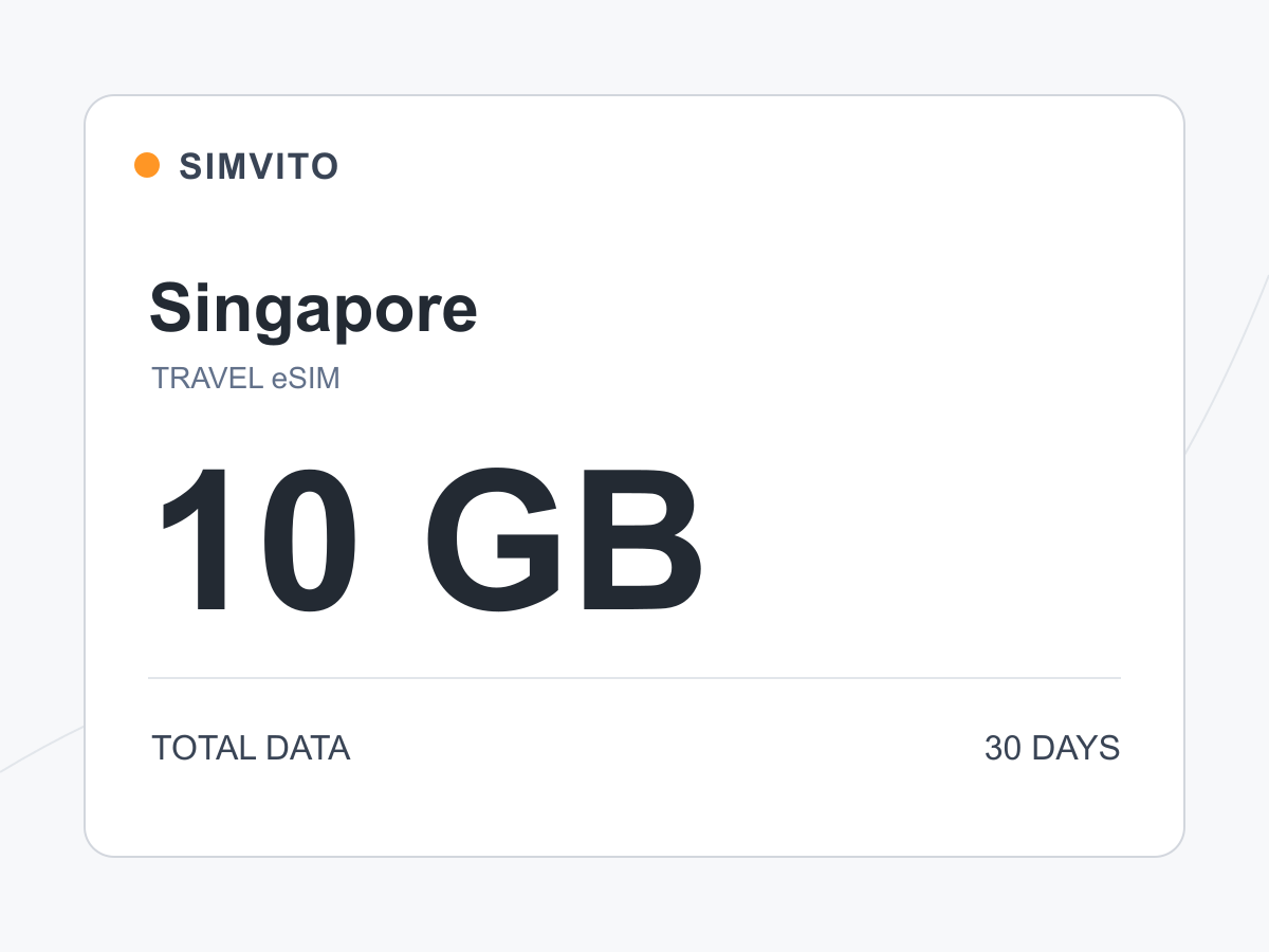 Singapore digital eSIM plan: 10 GB total, 30 days
