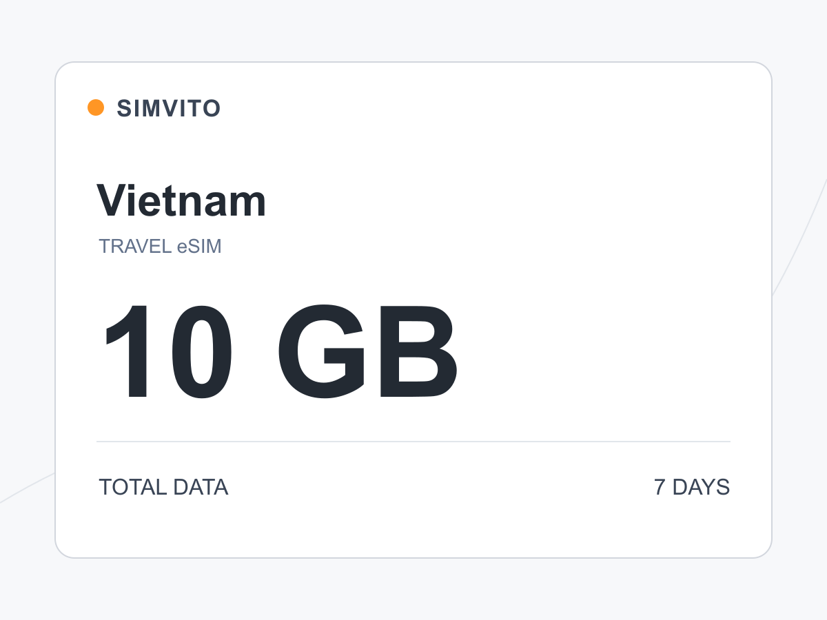 Vietnam digital eSIM plan: 10 GB total, 7 days